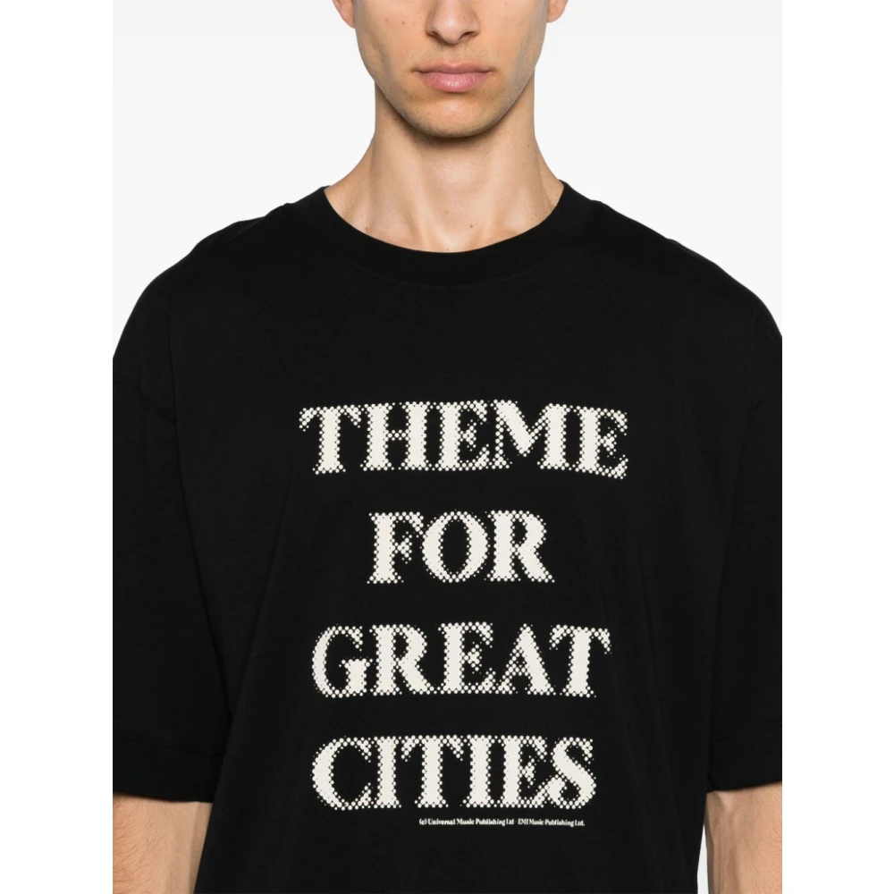 Dries Van Noten Stadsthema Boxy Katoenen T-shirt Black Heren