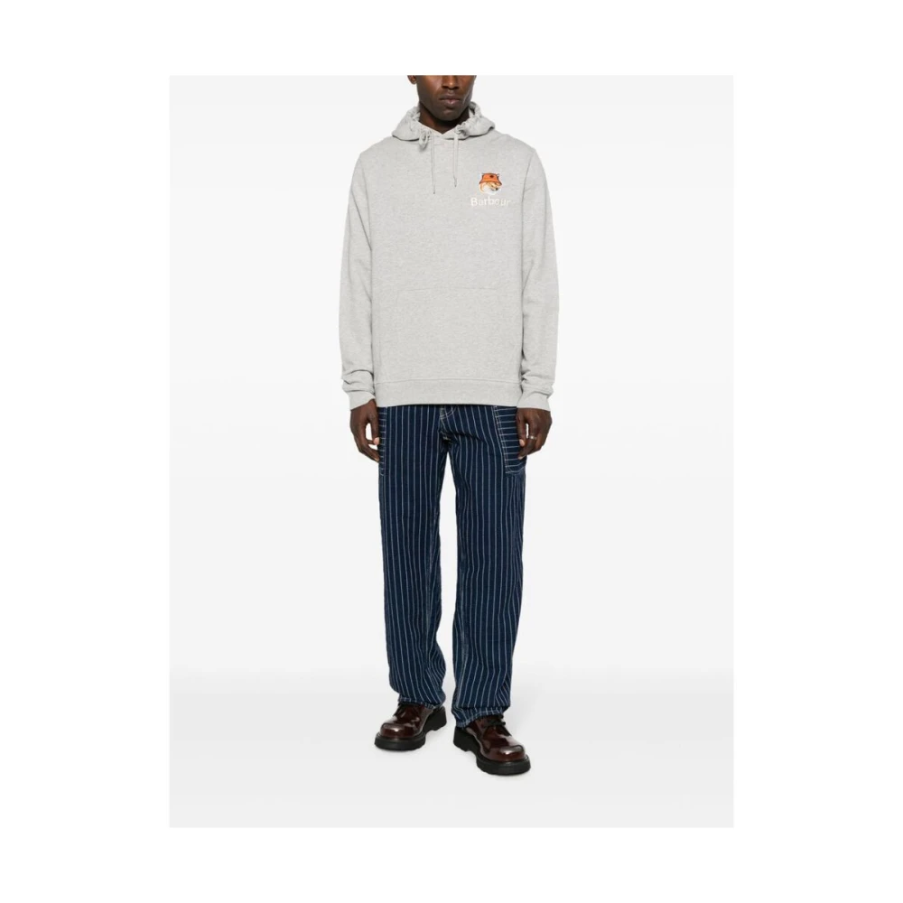 Barbour Logo-geborduurde katoenen hoodie Gray Heren