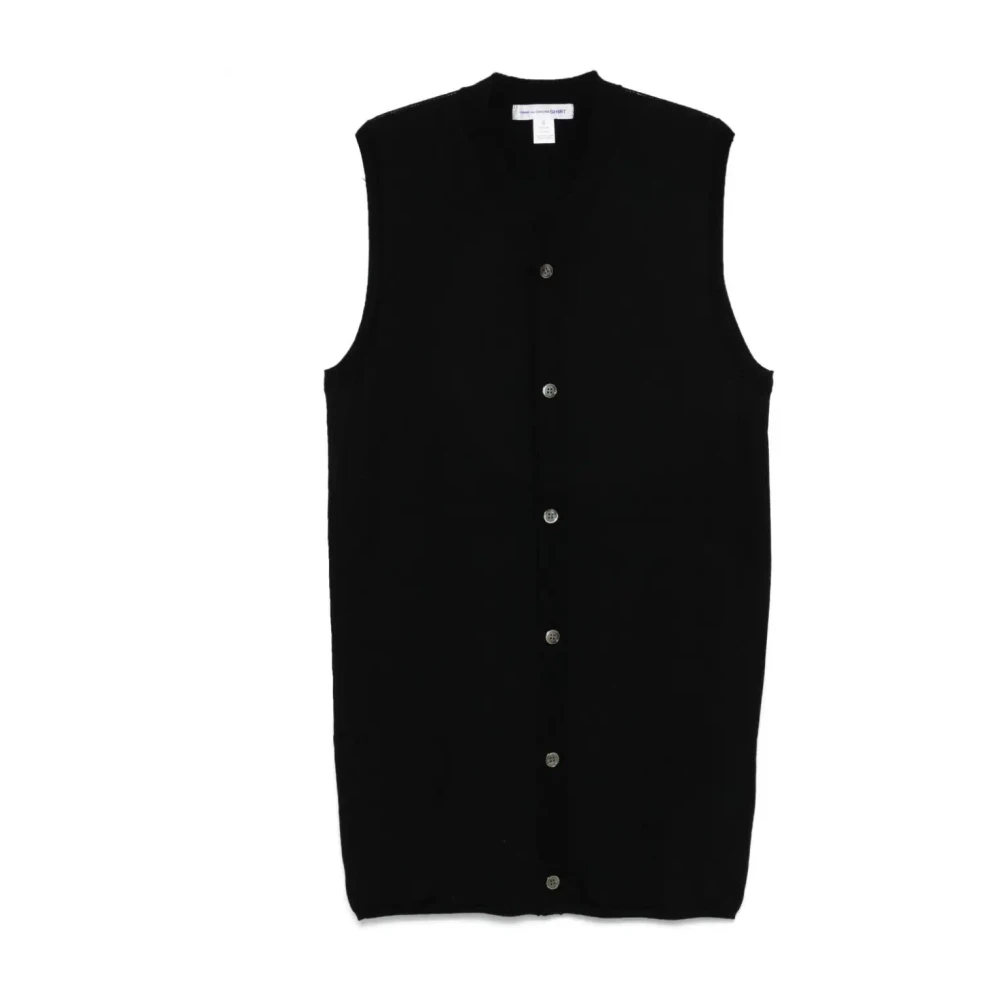 Comme des Garçons Zwarte Wol V-Hals Cardigan Gebreid Black Heren