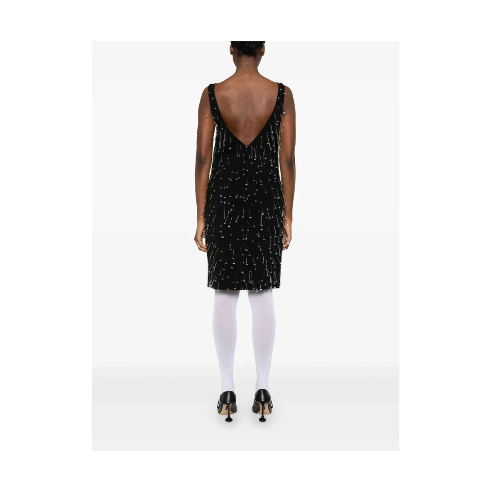 Moschino Zwarte Bootnek Mouwloze Jurk Black Dames