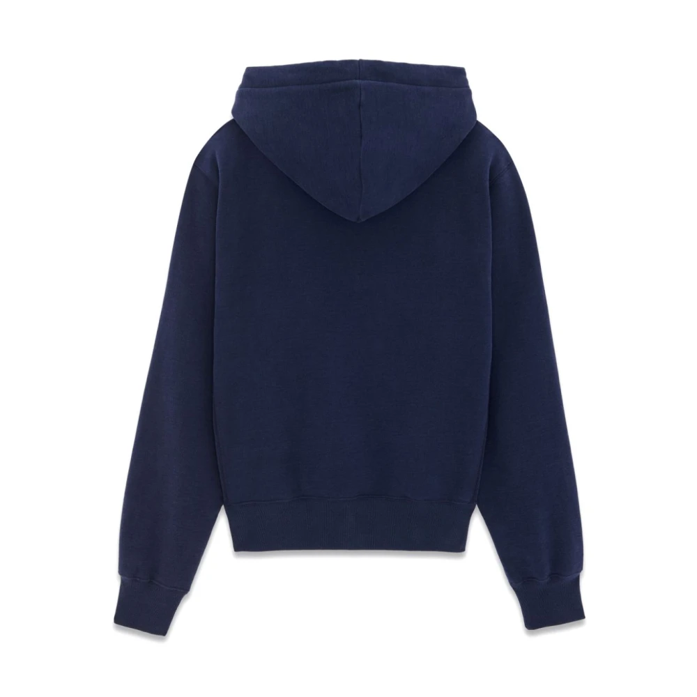 Saint Laurent Blauwe Katoenen Hoodie met Logo Borduursel Blue Heren