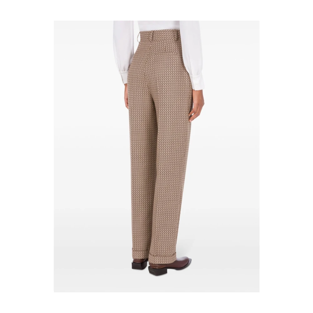 Moschino Geometrische Print Hoge Taille Beige Broek Beige Dames
