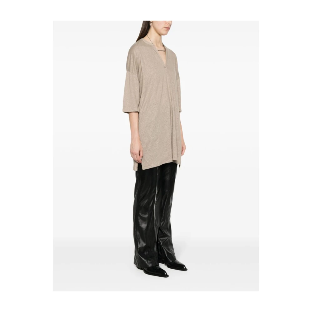 majestic filatures Dove Grey Linnen Jurk Beige Dames
