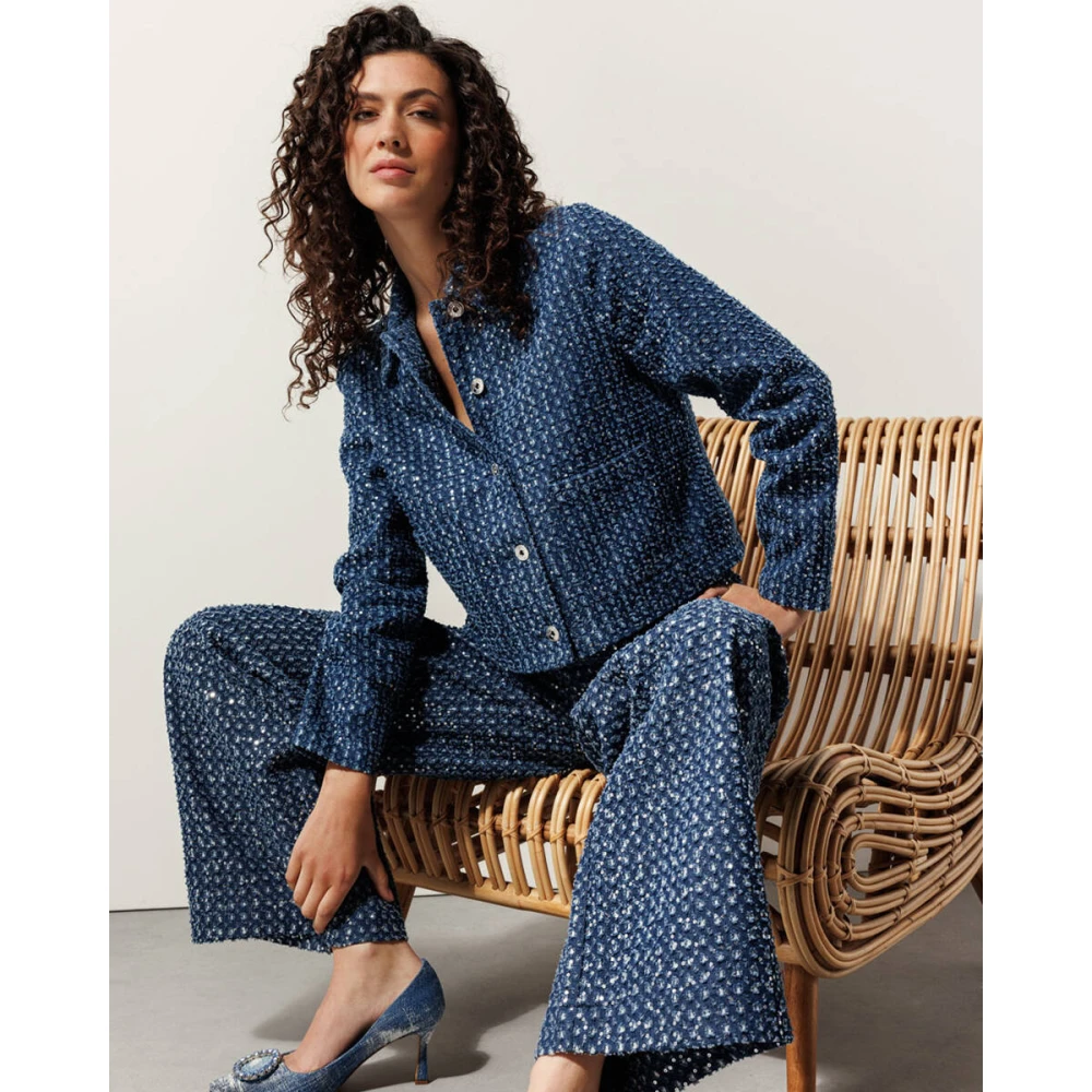 Tramontana Paillet Denim Jack Blue Dames