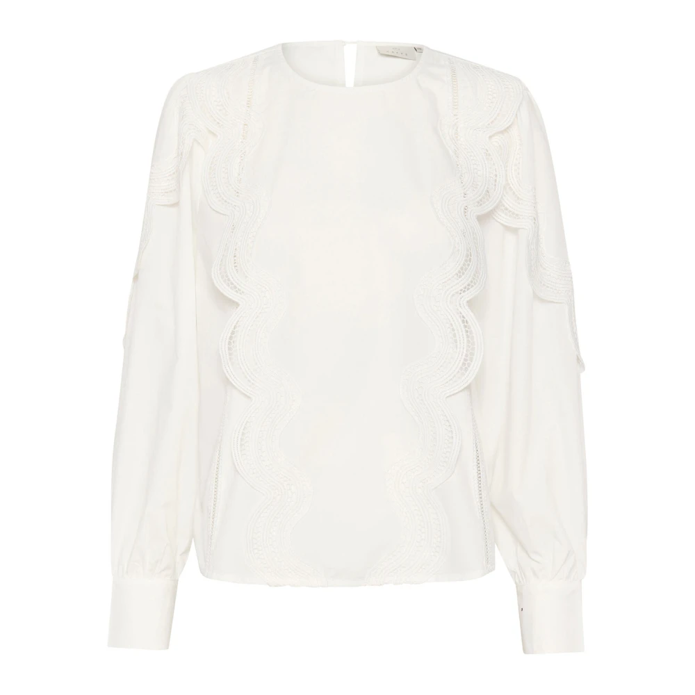 Kaffe Feminin Blus med Puffade Ärmar White, Dam