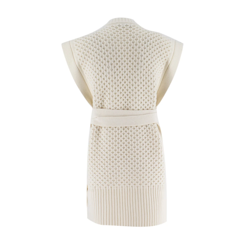 Fabiana Filippi Platinum Grid Stitch Waistcoat Beige Dames