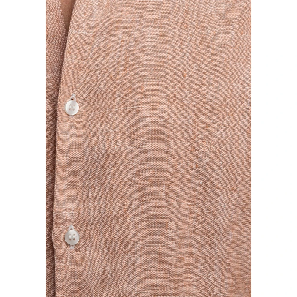 Calvin Klein Linnen Slim Solid Overhemd Pink Heren