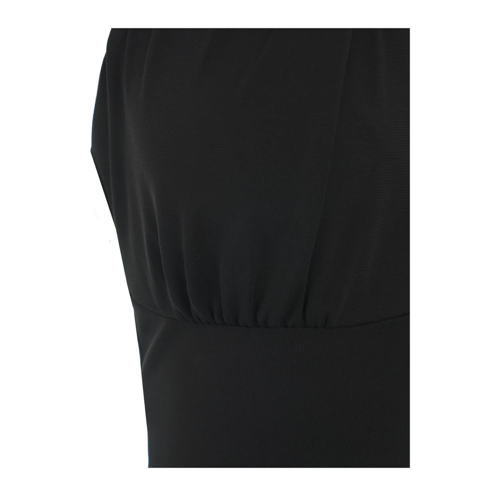 Elisabetta Franchi Zwarte Maxi Jurk met Draperie Black Dames