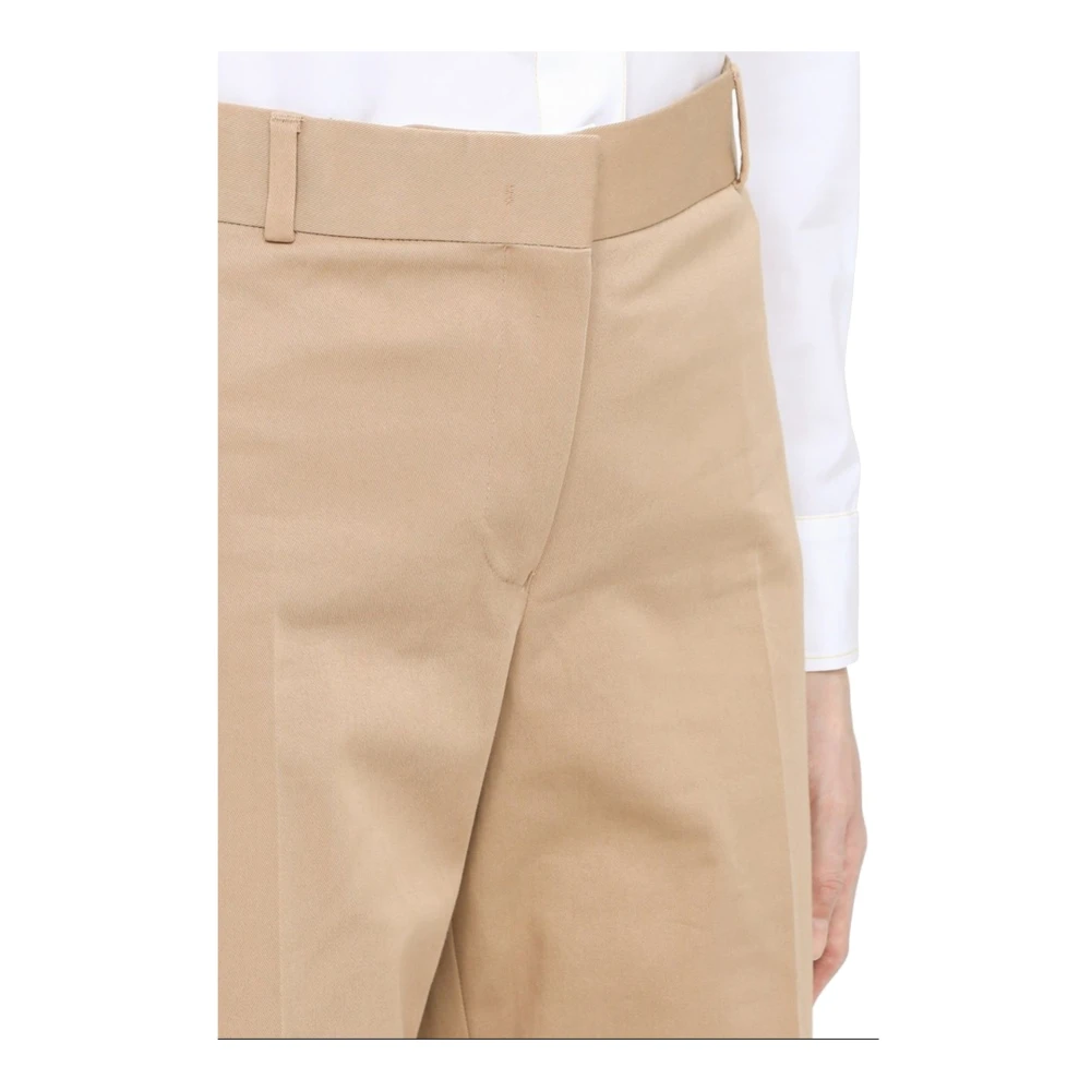 Salvatore Ferragamo Hoge Taille Stof Palazzo Broek Brown Dames