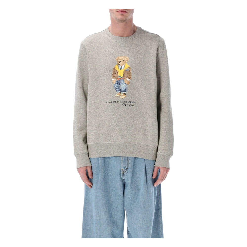 Polo Ralph Lauren Men's Gray Sweatshirts, 2XL, Bear Crewneck
