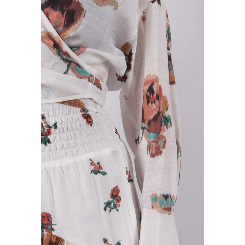 Vince Bloemen Smocked Gerimpelde Gerokte Rok in Wit Multicolor Dames
