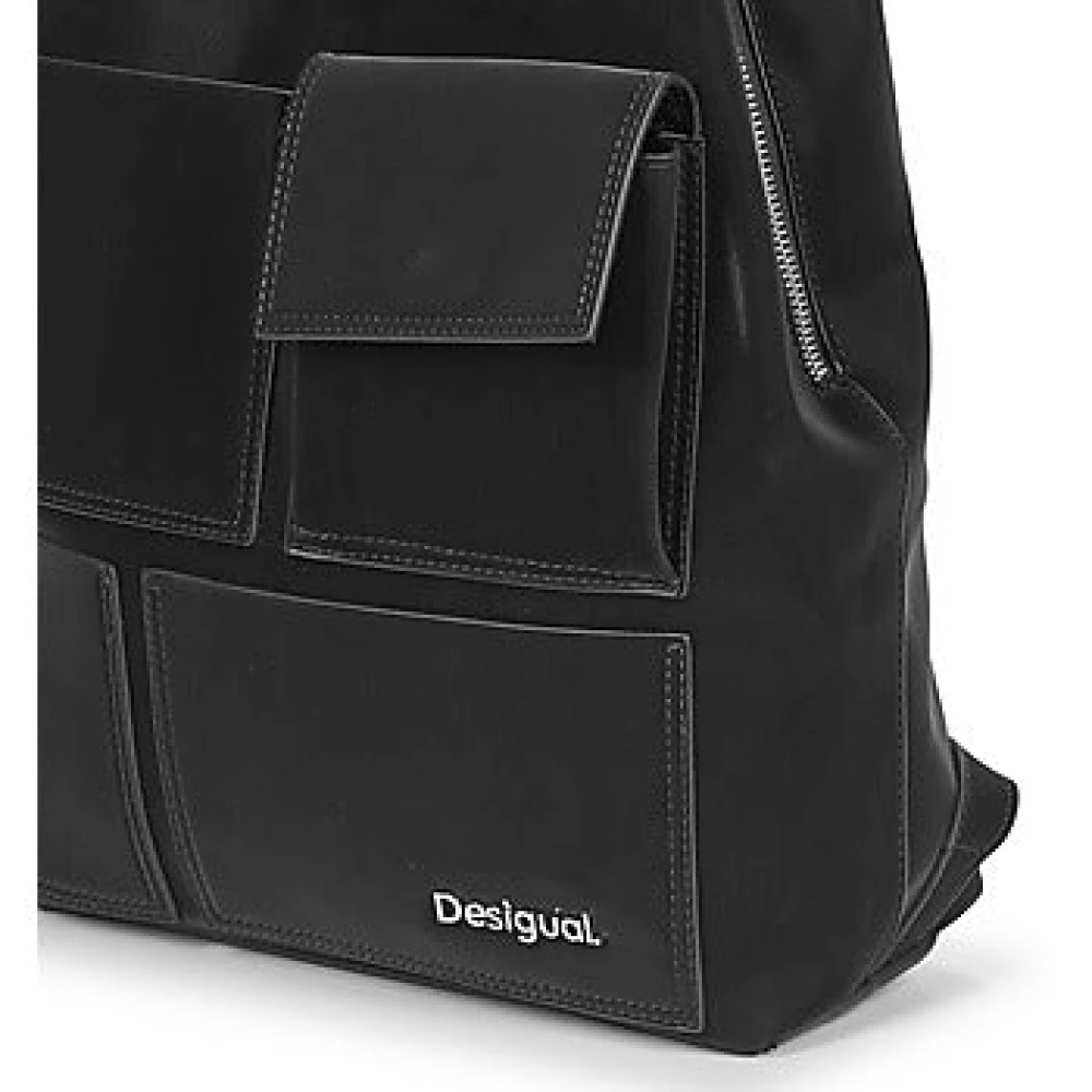 Desigual Stijlvolle Mini Multipocket Rugzak Zwart Black Dames
