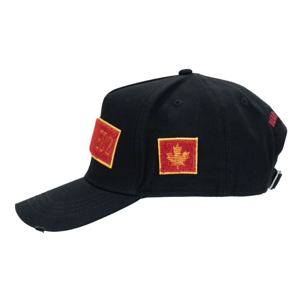 Dsquared2 Geborduurde Baseball Cap met Verstelbare Sluiting Black Unisex