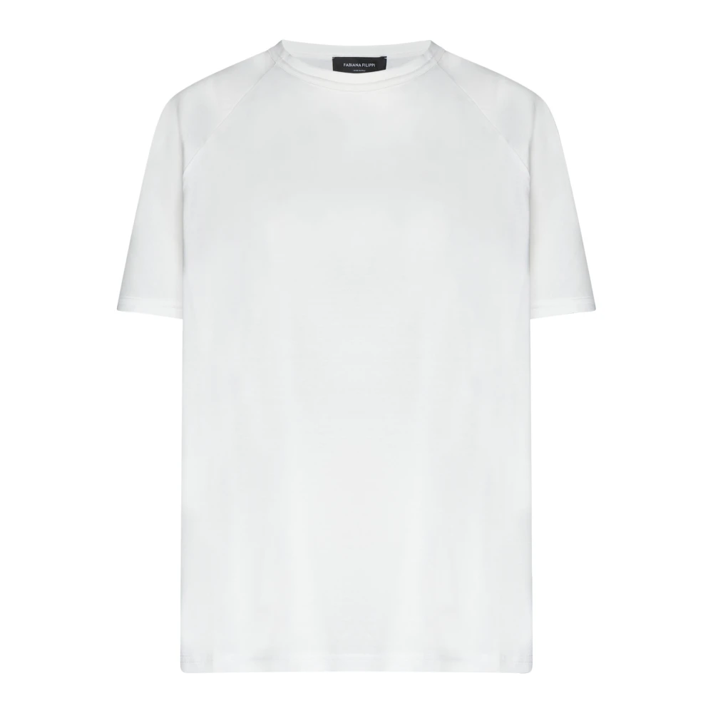 Fabiana Filippi Witte Katoenen Jersey Crew Neck T-shirts White Dames