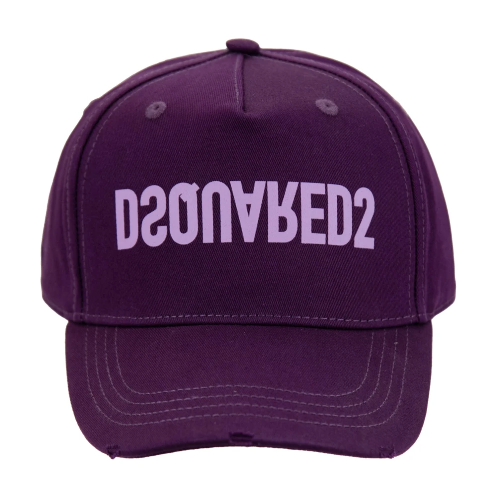 Dsquared2 Hats & Caps, Unisex, One Size, Reversed Logo Cotton Baseball Cap Purple