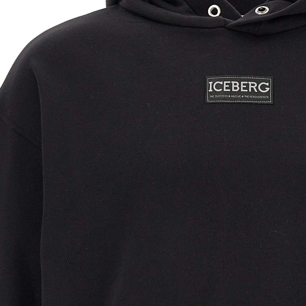 Iceberg Zwarte Katoenen Hoodie Black Heren