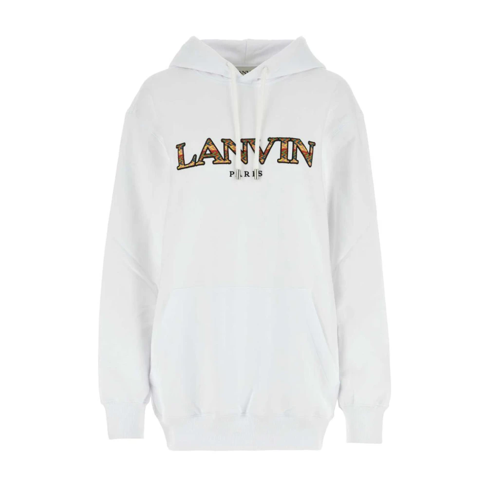Lanvin White Hoodies, Female, 2XS, Logo-Embroidered Hoodie