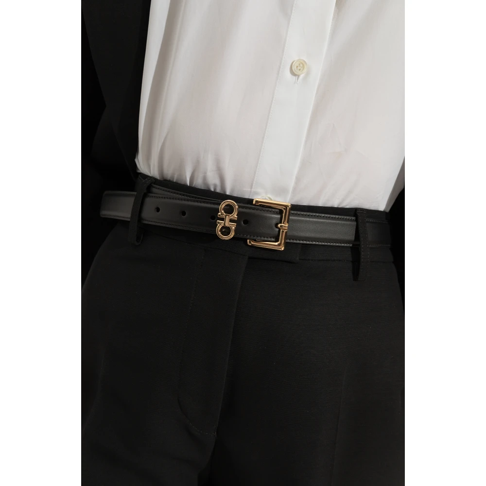 Salvatore Ferragamo Leren riem Black Dames