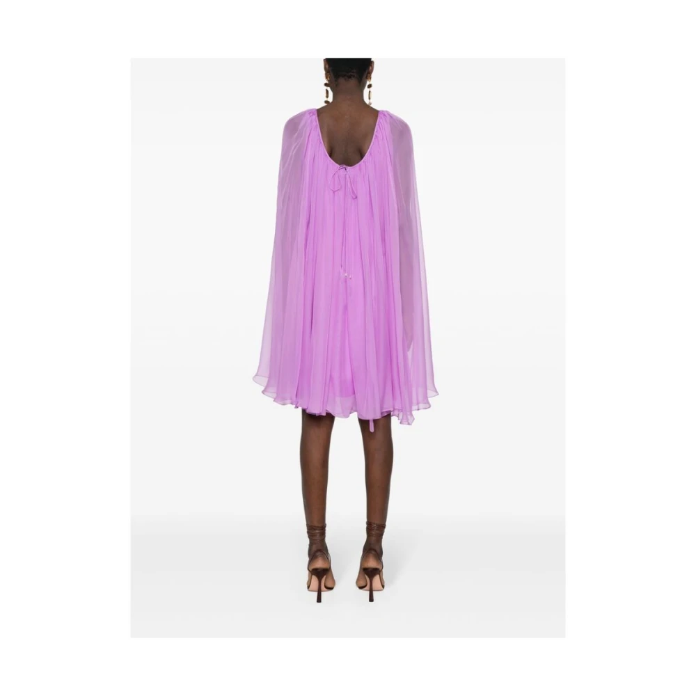 Max Mara Amethist Paarse Zijden Chiffon Cape Jurk Purple Dames