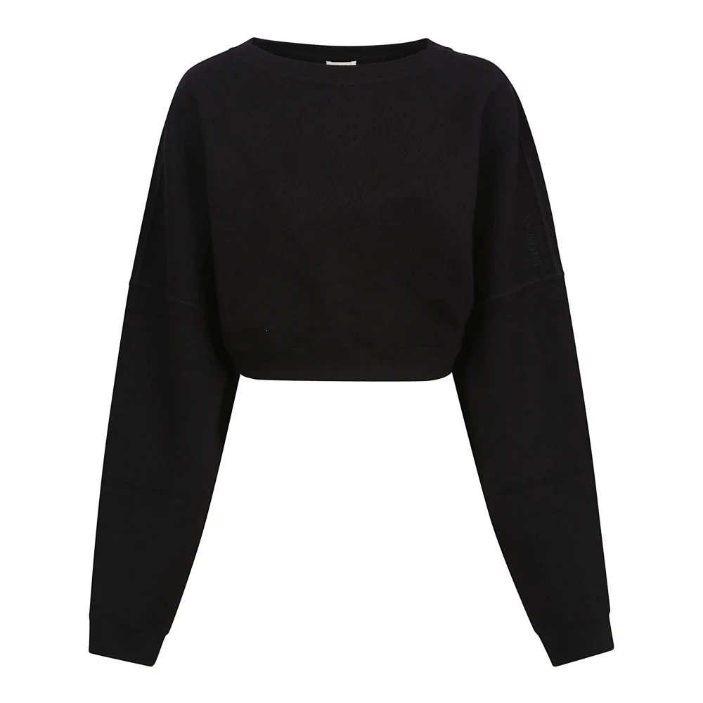 Saint Laurent Zwarte Cropped Sweater Black Dames