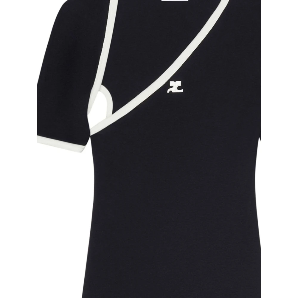 Courrèges Zwart Slash Contrast Katoenen Jurk Black Dames