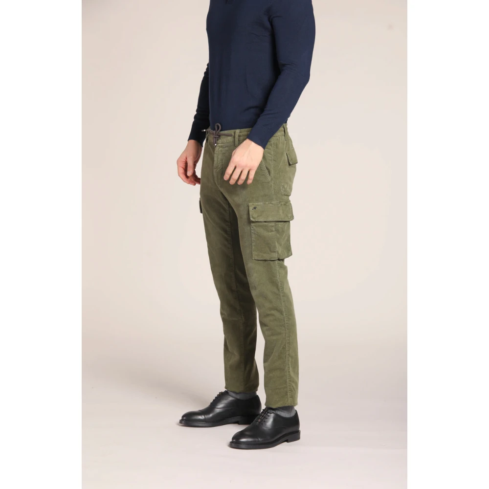 Mason's Fluwelen Cargo Broek Extra Slim Fit Green Heren