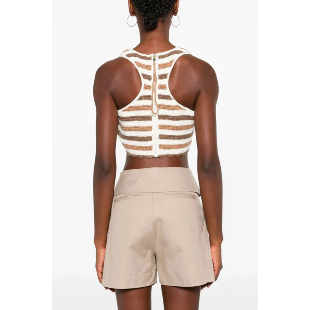 Ganni Bruine Geborduurde Crop Top Brown Dames