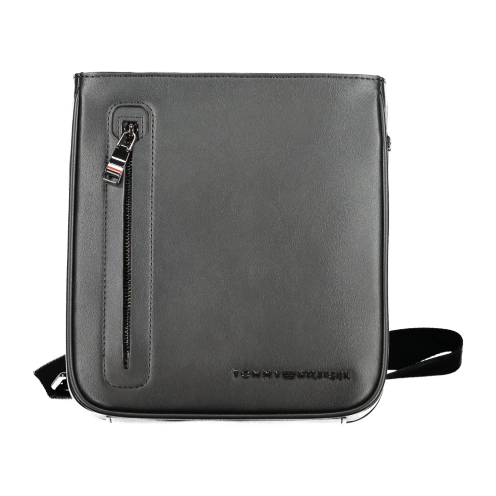 Tommy Hilfiger Men's Black Adjustable Shoulder Bag Zip Closure - Cross Body Messenger - One Size- Bags