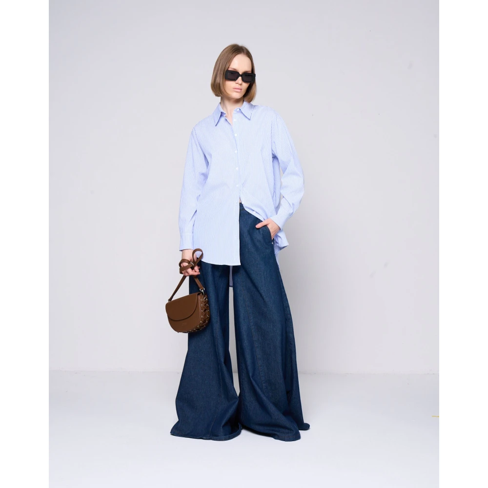 Silvian Heach Hoge taille wijde pijp jeans Blue Dames