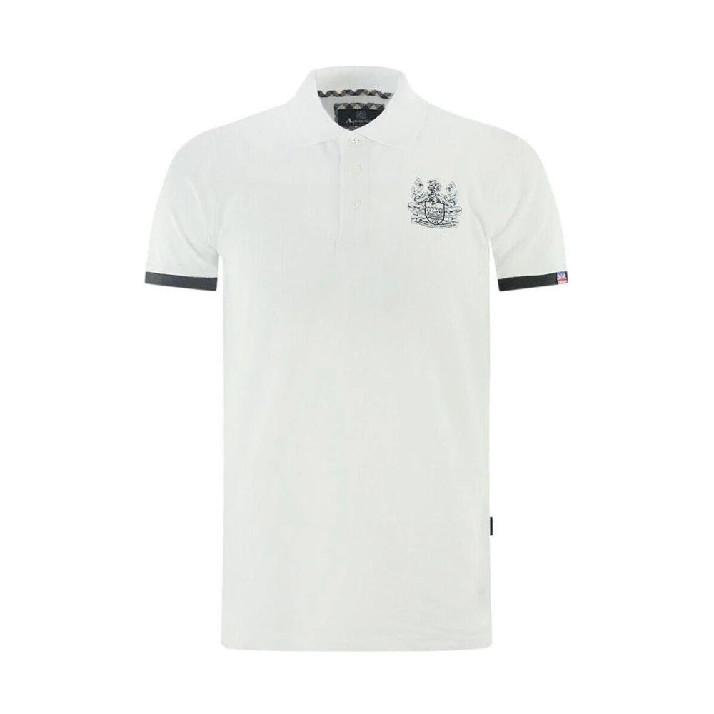 Aquascutum Katoenen poloshirt met contrastlogo White Heren