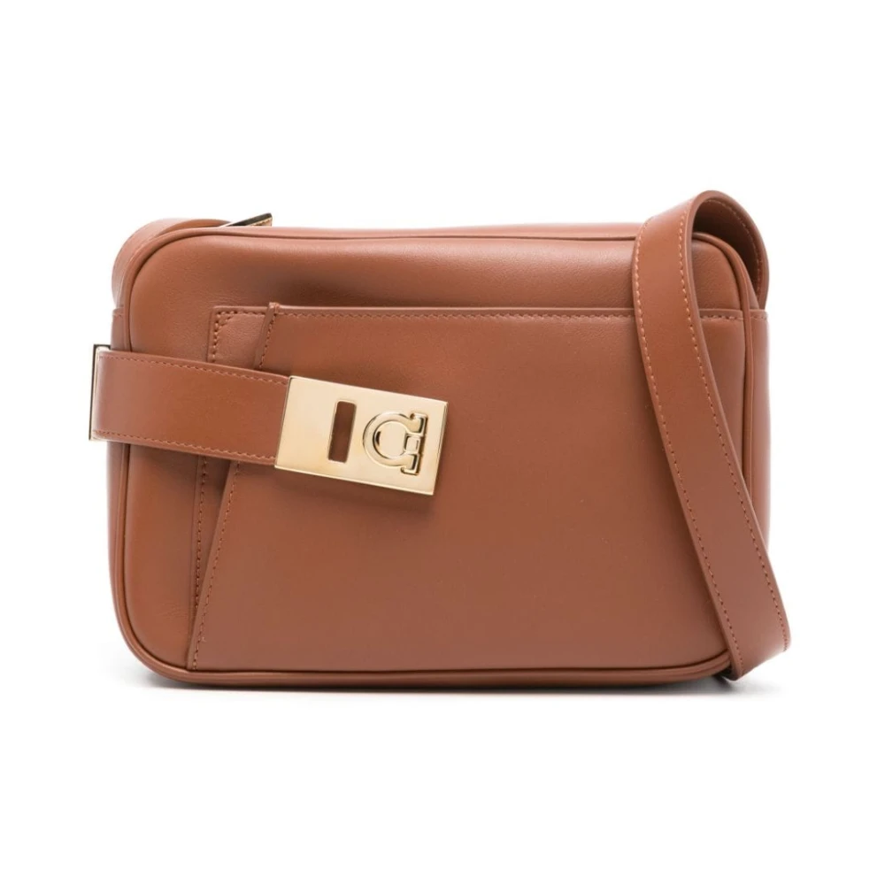 Salvatore Ferragamo Bruine leren crossbody tas Gancini Brown Dames