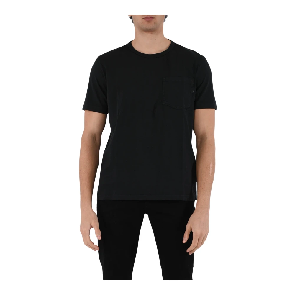 Dondup Jersey T-shirt met zak en ronde hals Black Heren
