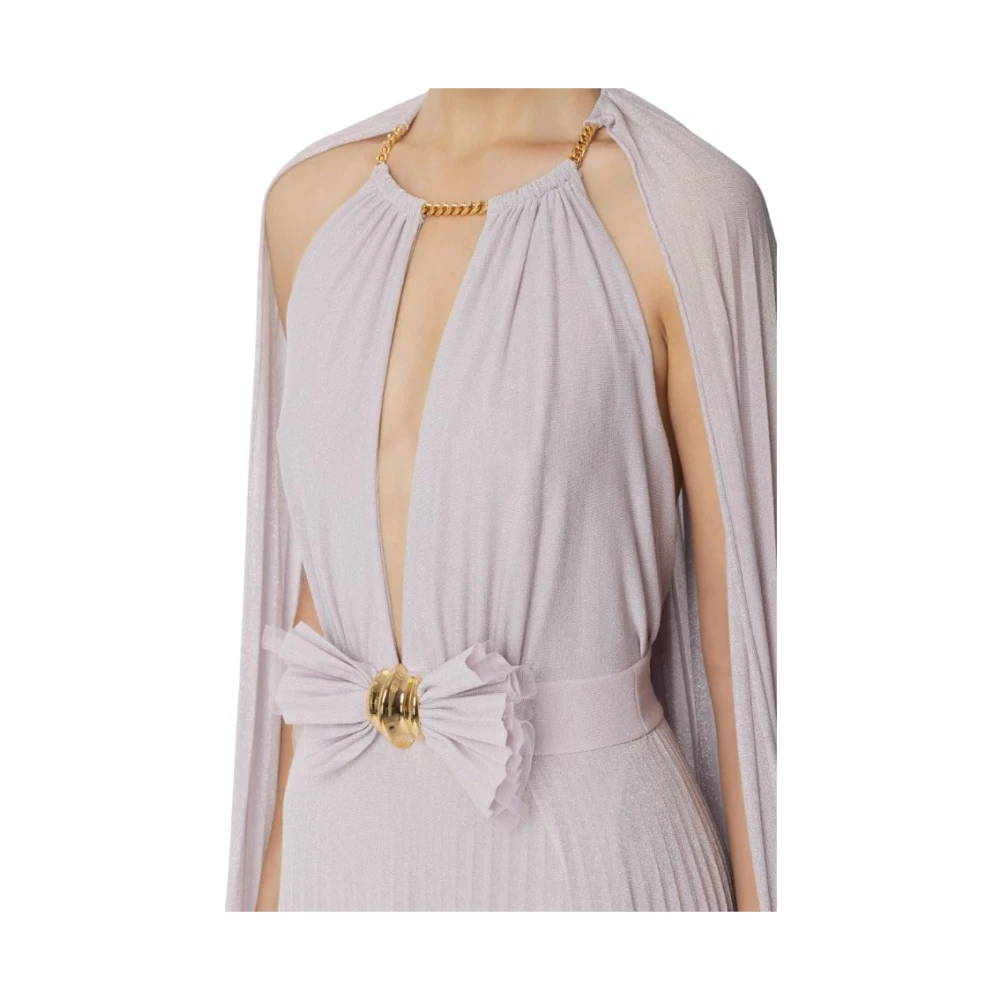 Elisabetta Franchi Lurex Jersey Avondjurk met Halternek Purple Dames