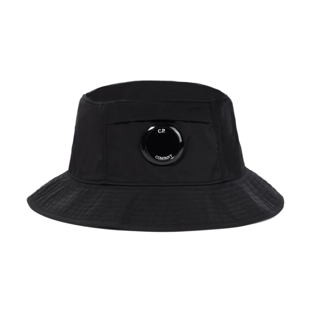 C.P. Company Zwarte Chrome R Lens Logo Bucket Hoed Black Heren