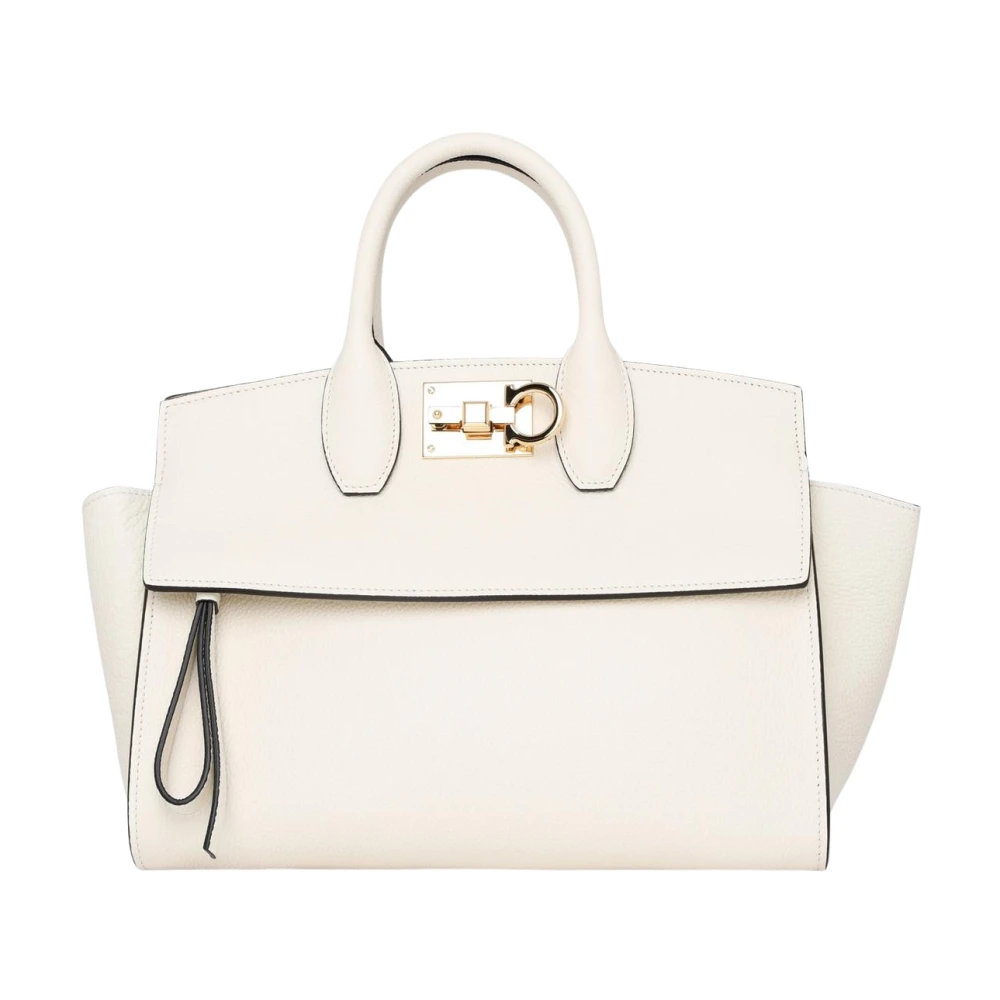 Salvatore Ferragamo Soft Studio Leren Handtas White Dames