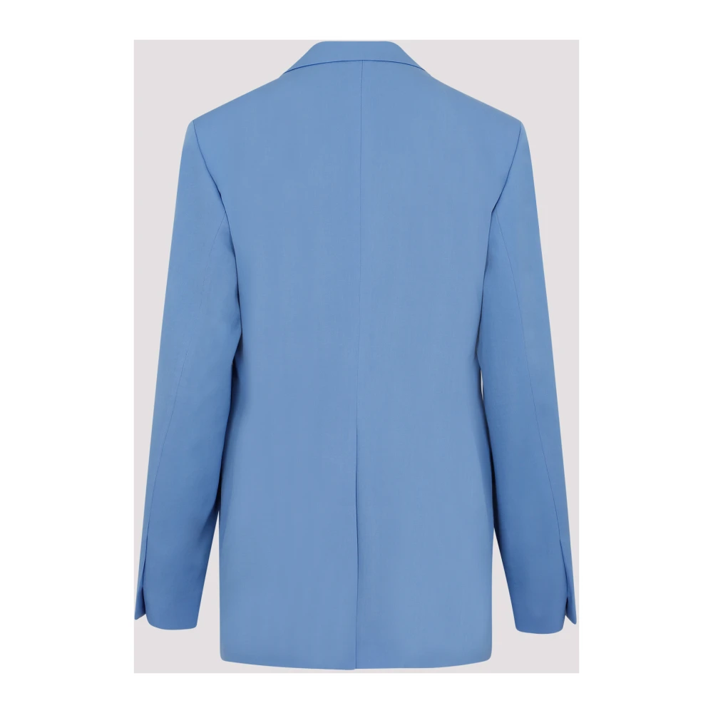 Dries Van Noten Blauwe Wol Beno Jas Blue Dames