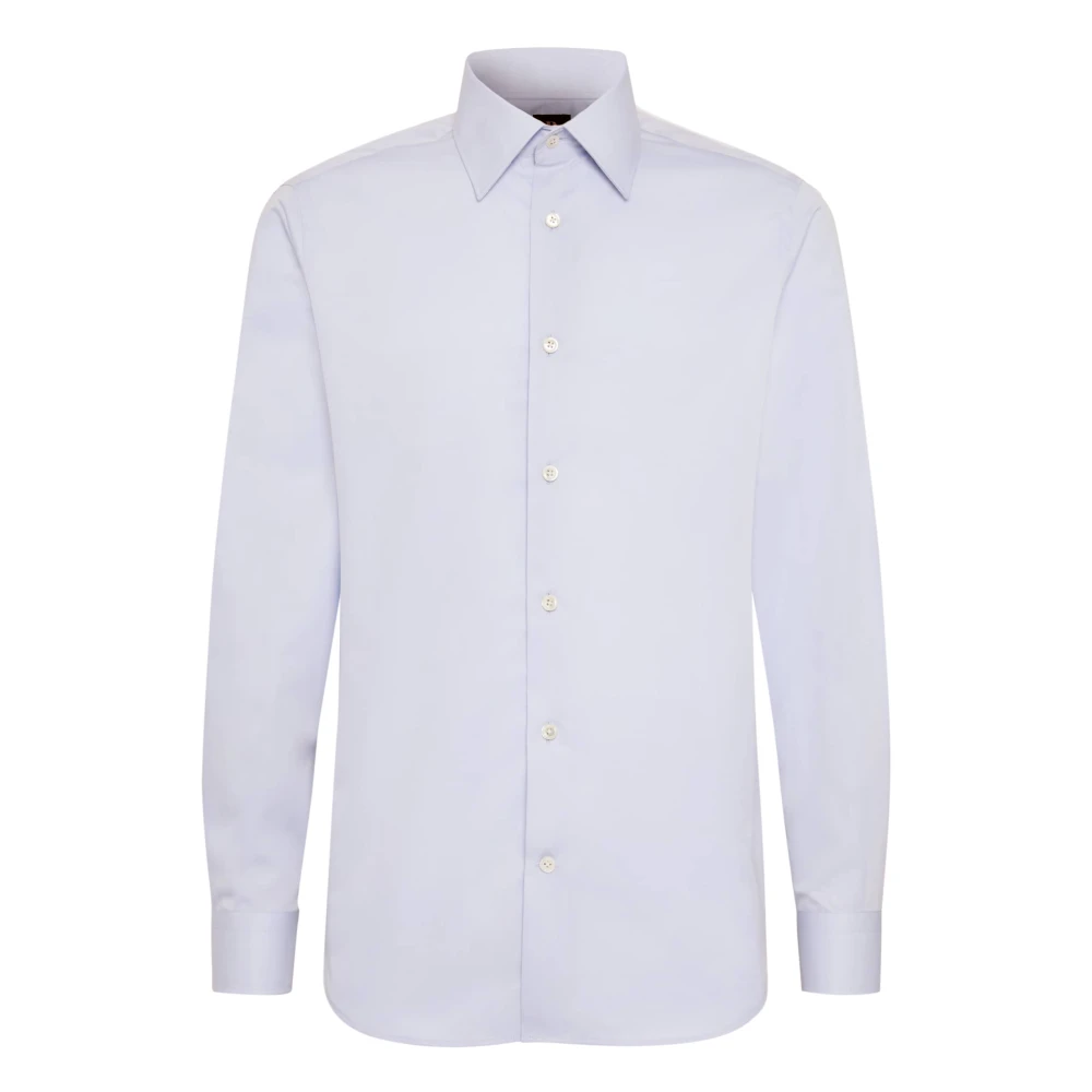 Boggi Milano Regular Fit Katoenen Twill Overhemd Blue Heren