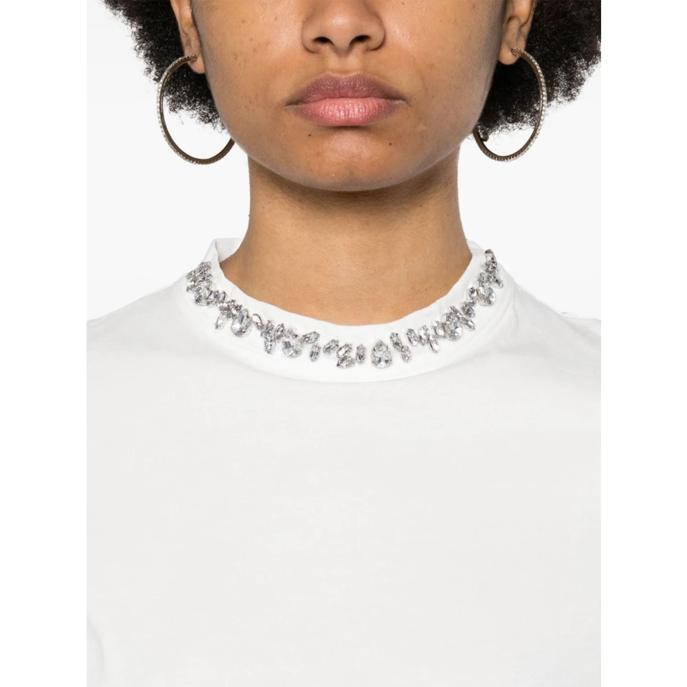 Golden Goose T-shirt met strass-versiering en ronde hals White Dames