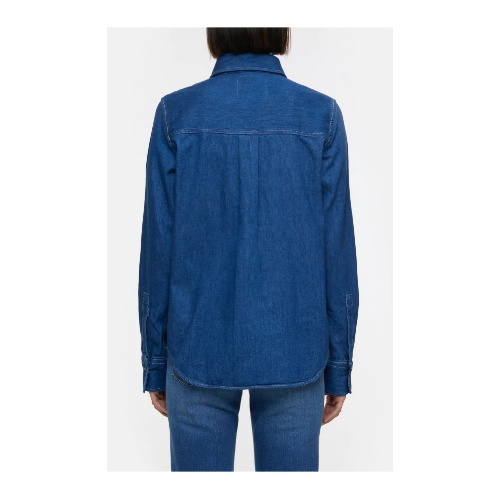 closed Denim shirt met logo en hoornknopen Blue Dames