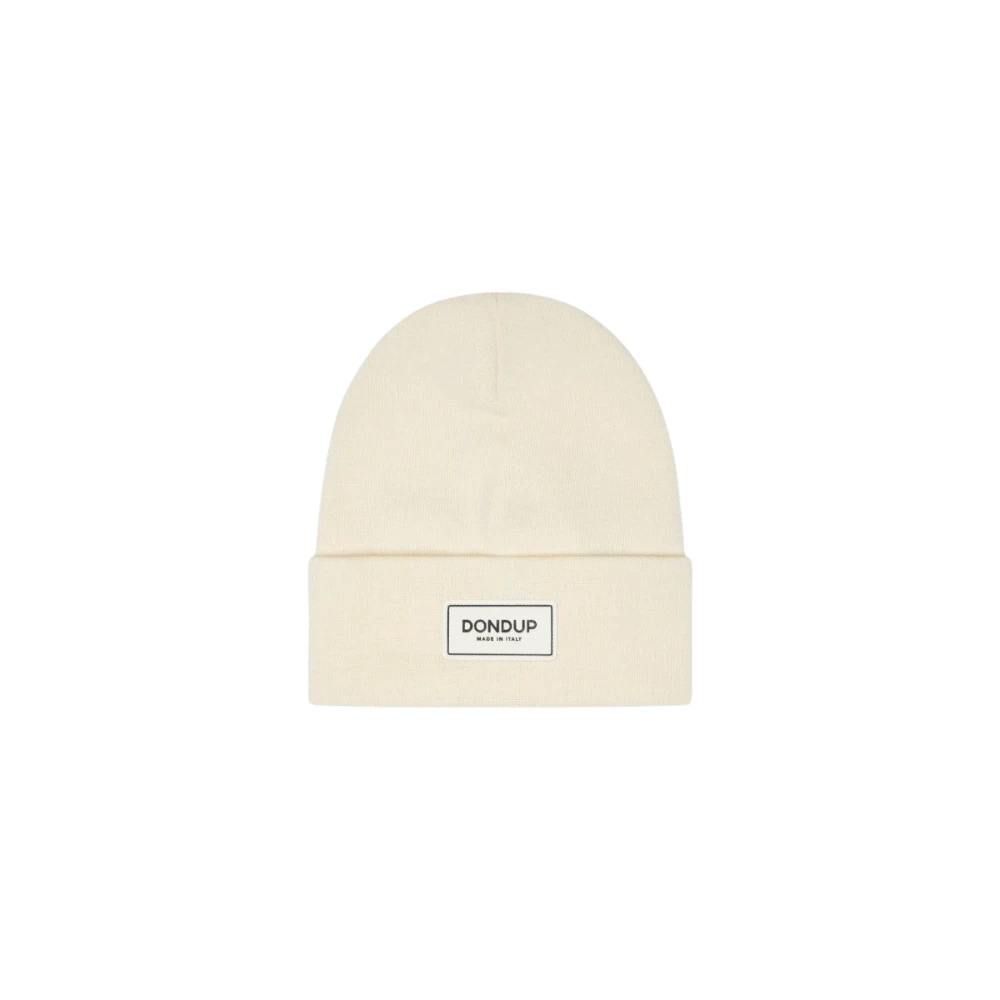 Dondup Wolmix Geborduurd Logo Beanie Hoed Beige Unisex