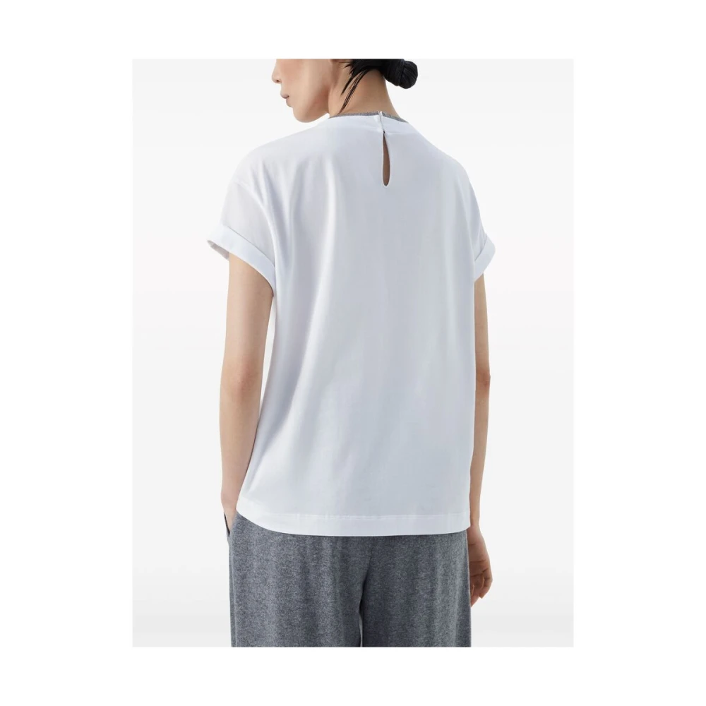 BRUNELLO CUCINELLI Witte Katoenen Crew Neck T-shirt White Dames