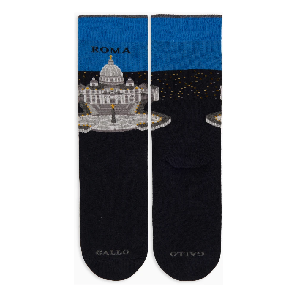 Gallo Korte katoenen sokken voor dames blauw met Piazza San Pietro in Rome patroon Blue Dames