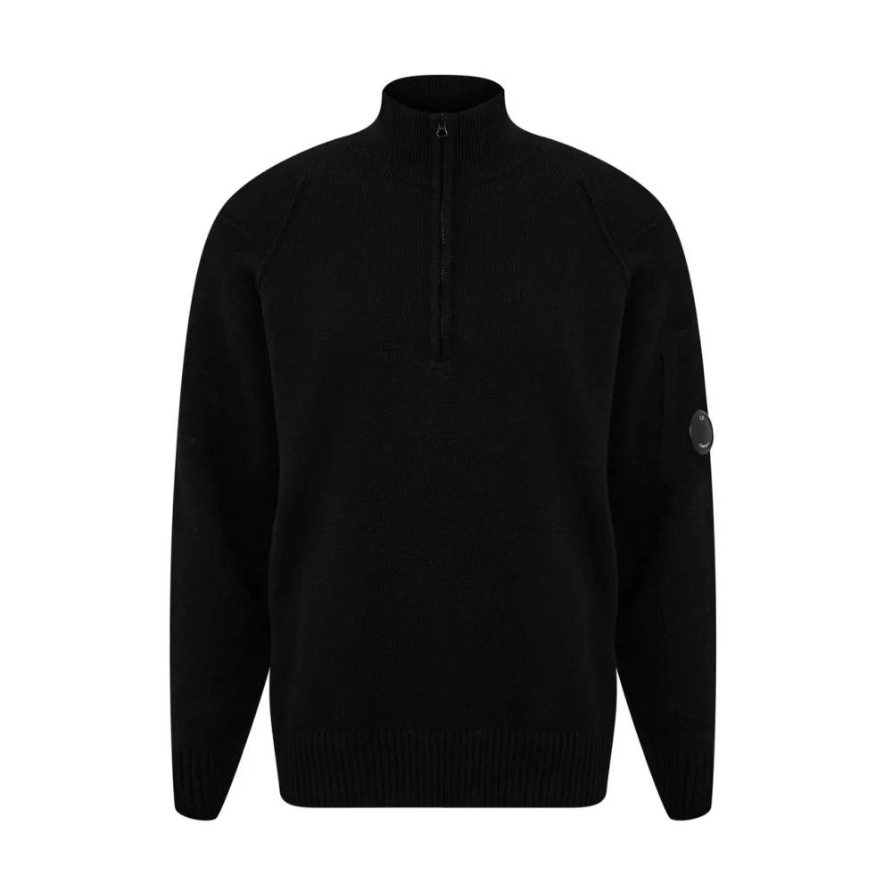 C.P. Company Halve rits lamswol gebreid in zwart Black Heren