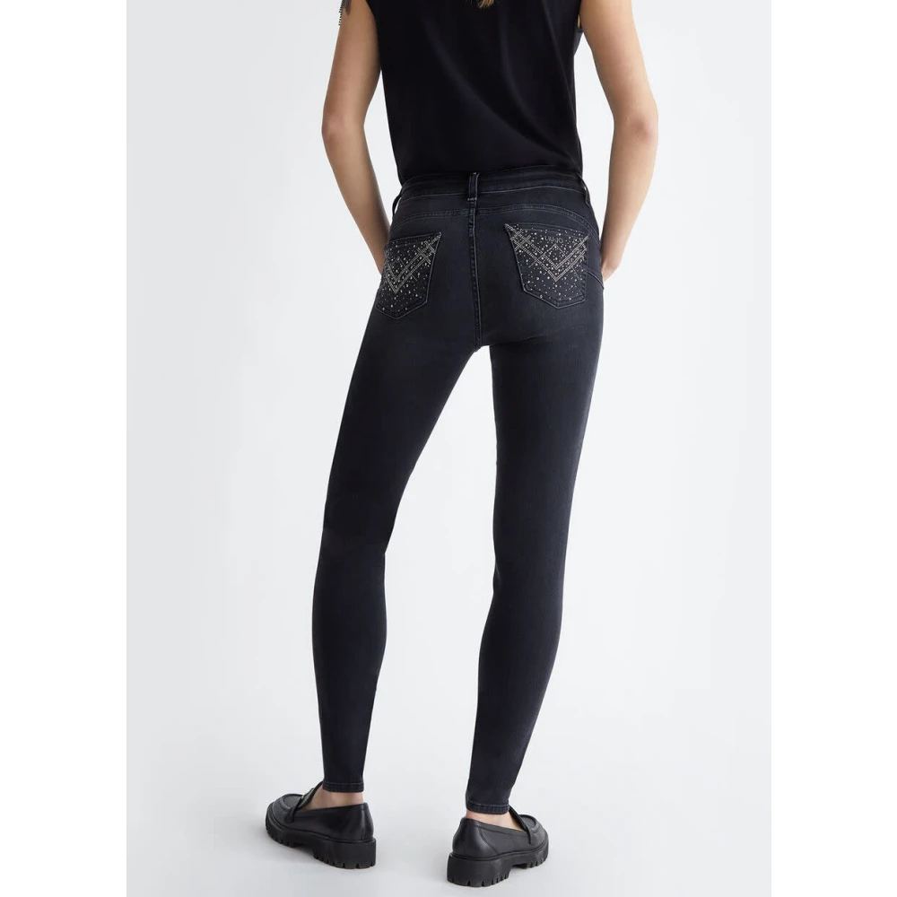 Liu Jo Zwarte Gemstone Skinny Jeans Black Dames