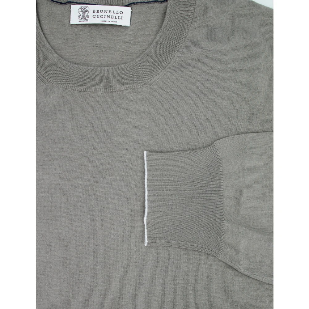 BRUNELLO CUCINELLI Geribbelde Crew Neck Sweater Green Heren