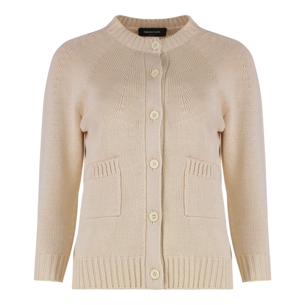 Fabiana Filippi Katoenen vest met knoopsluiting Beige Dames
