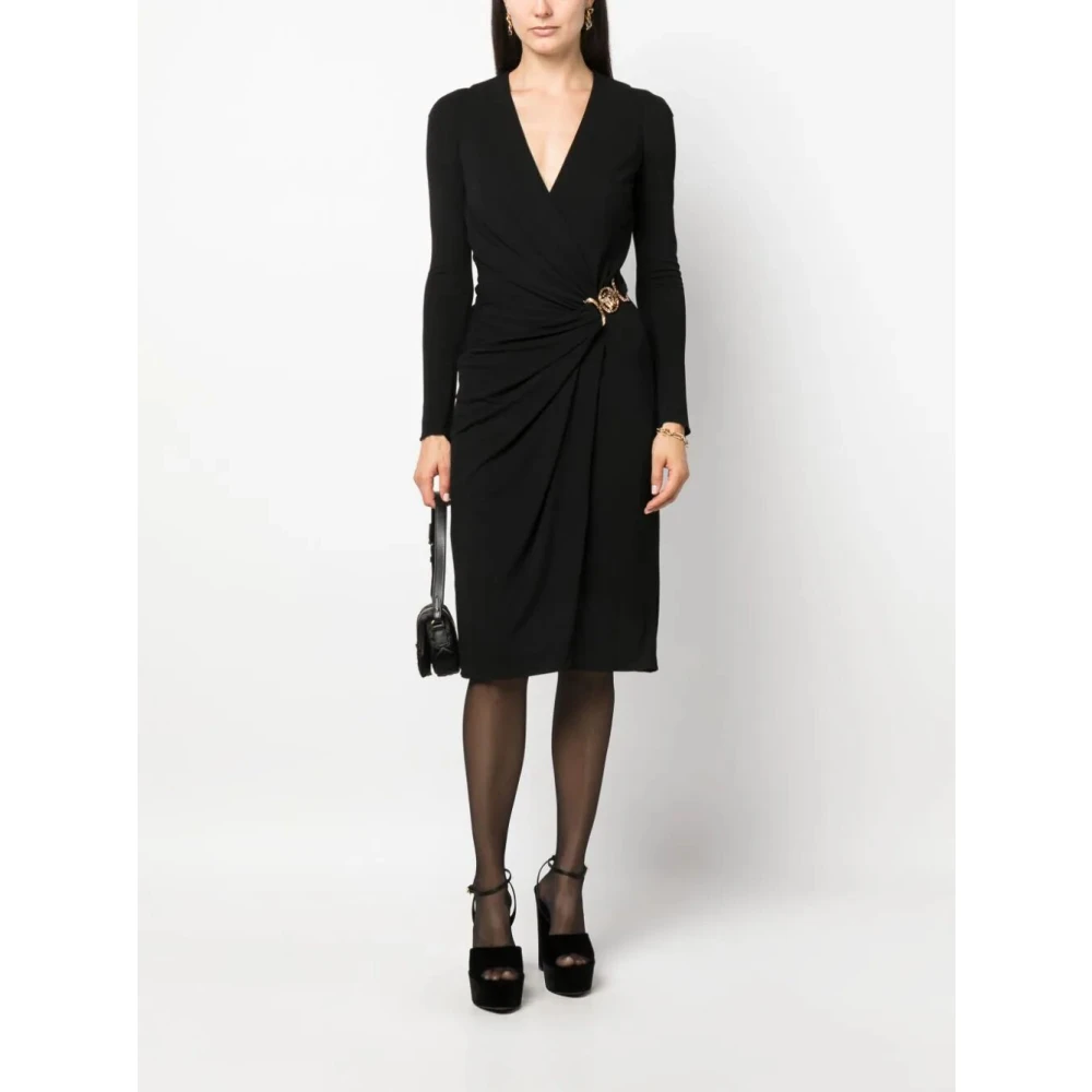 Versace Zwarte Midi Jurk Black Dames