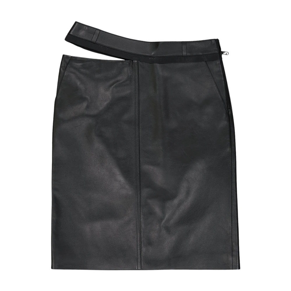 Fendi Women's Black Leather Skirts, Xs, Leather Midi Skirt