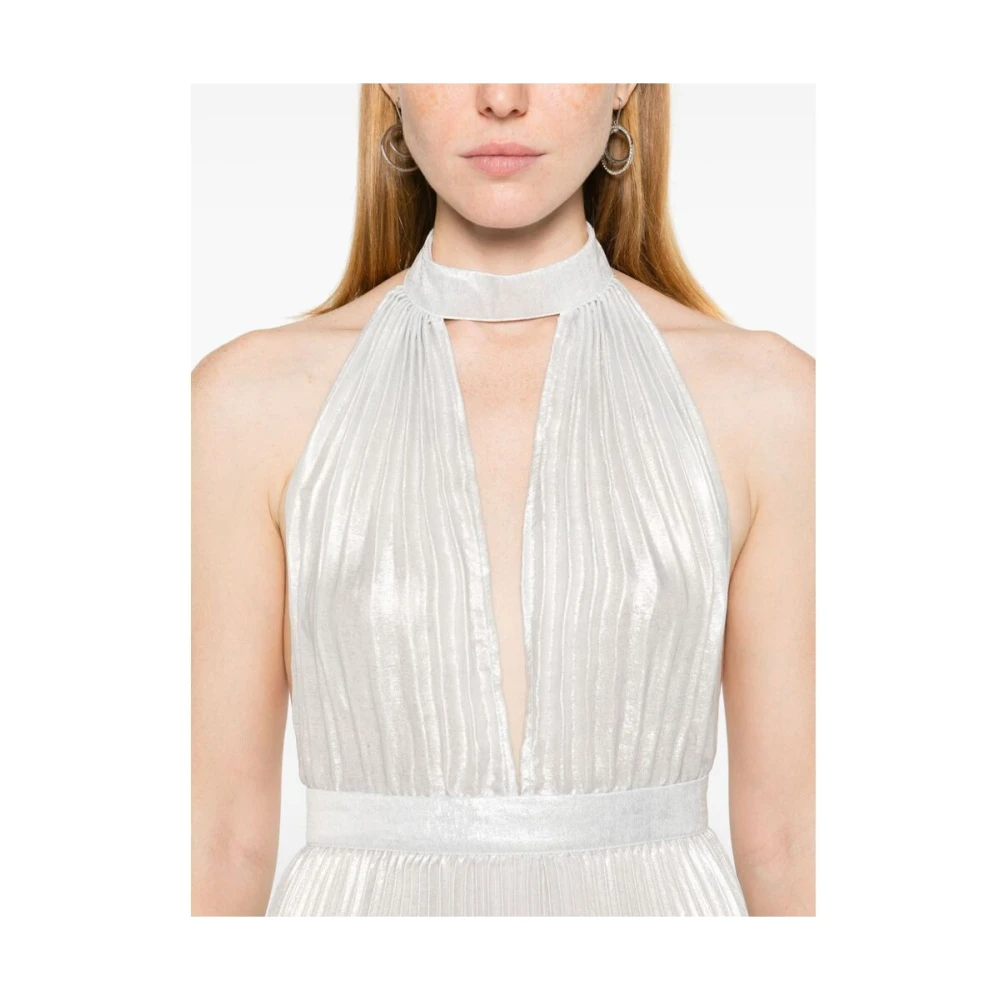 L'idée Metallic Halterjurk met Diepe V-hals Gray Dames