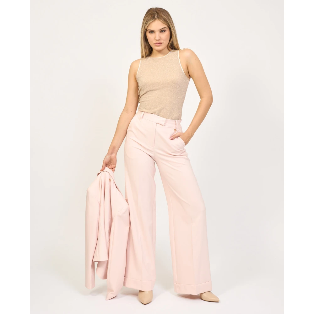 Fracomina Flare Palazzo Broek in Roze Pink Dames